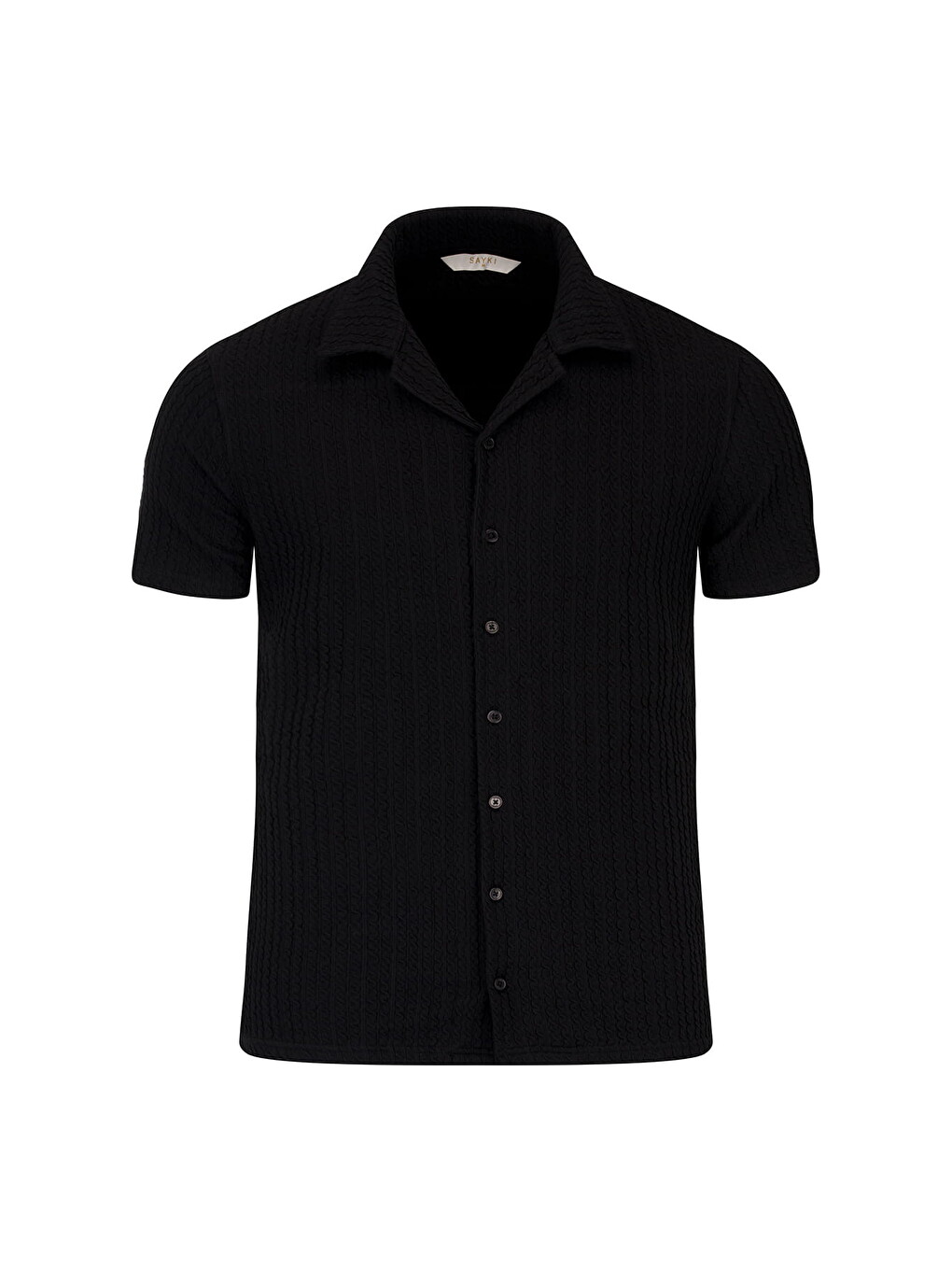 Siyah Regular Fit Apaş Yaka Gömlek