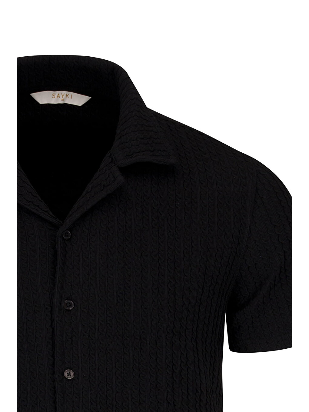 Siyah Regular Fit Apaş Yaka Gömlek-1