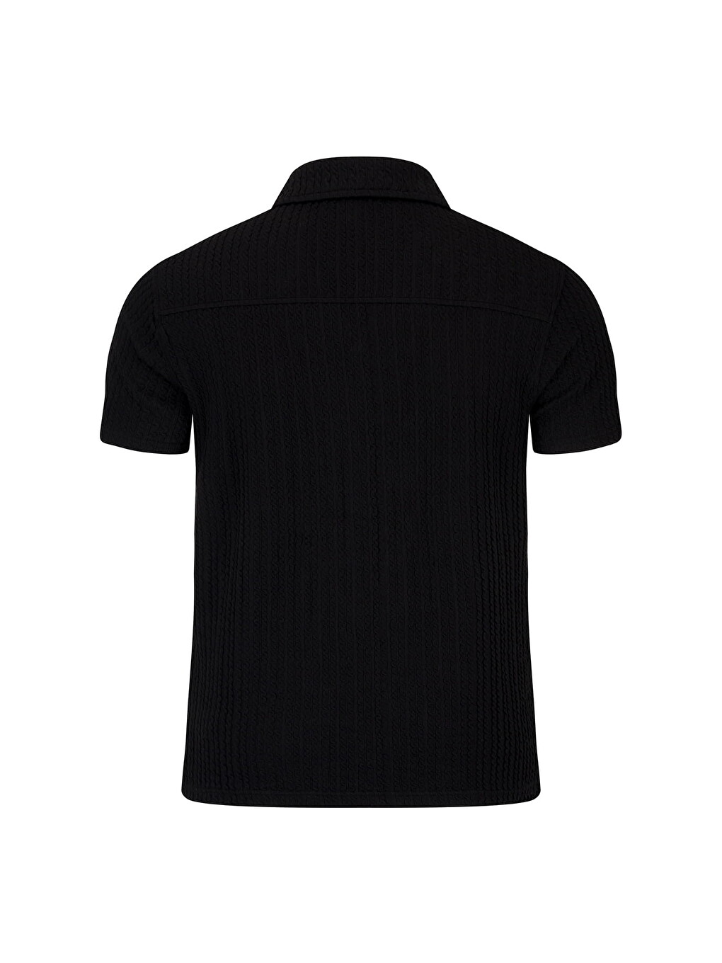 Siyah Regular Fit Apaş Yaka Gömlek-2