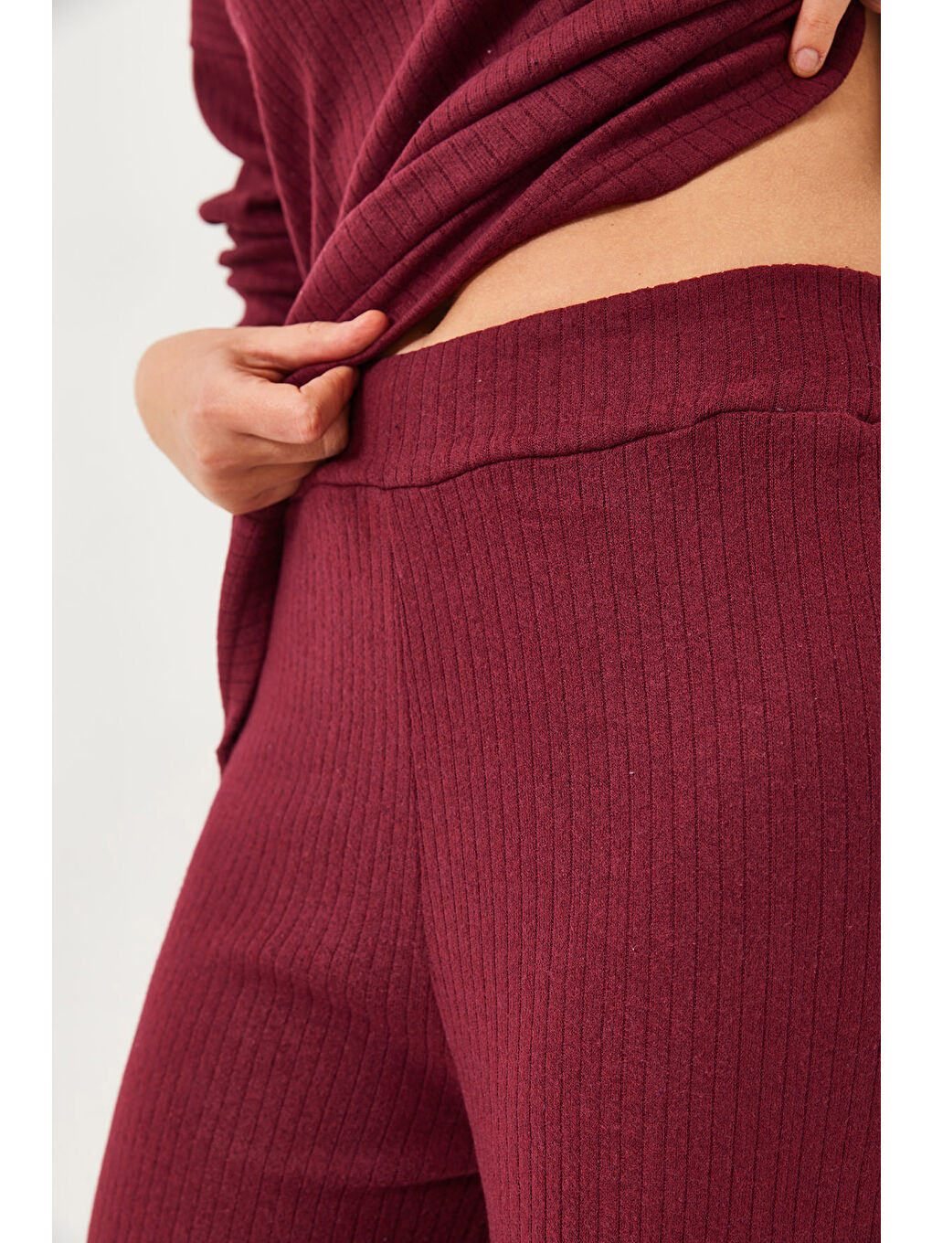 Bordo Kadın Bisiklet Yaka Basic Alt-Üst Takım-3