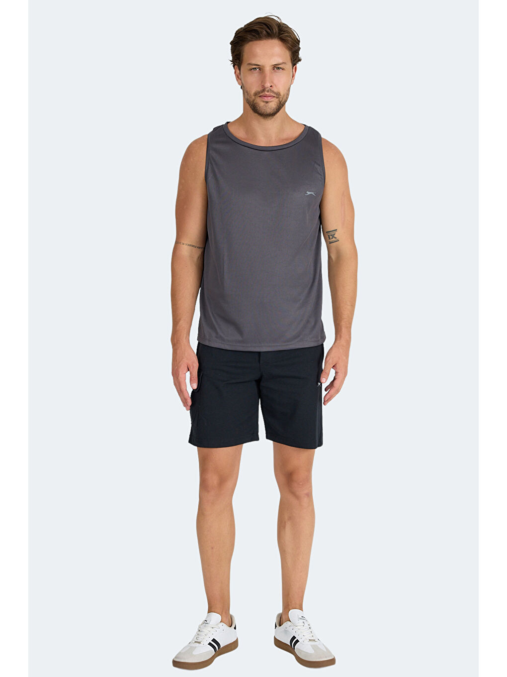 RUN I Erkek Kolsuz Tişört Atlet Antrasit-6