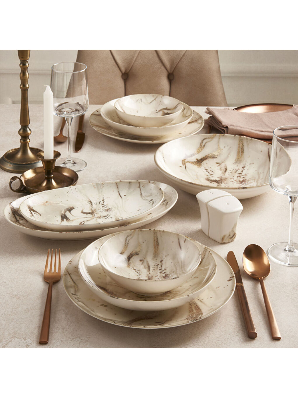 Ekru Camelia 26 Parça 6 Kişilik Yemek Takımı 28192