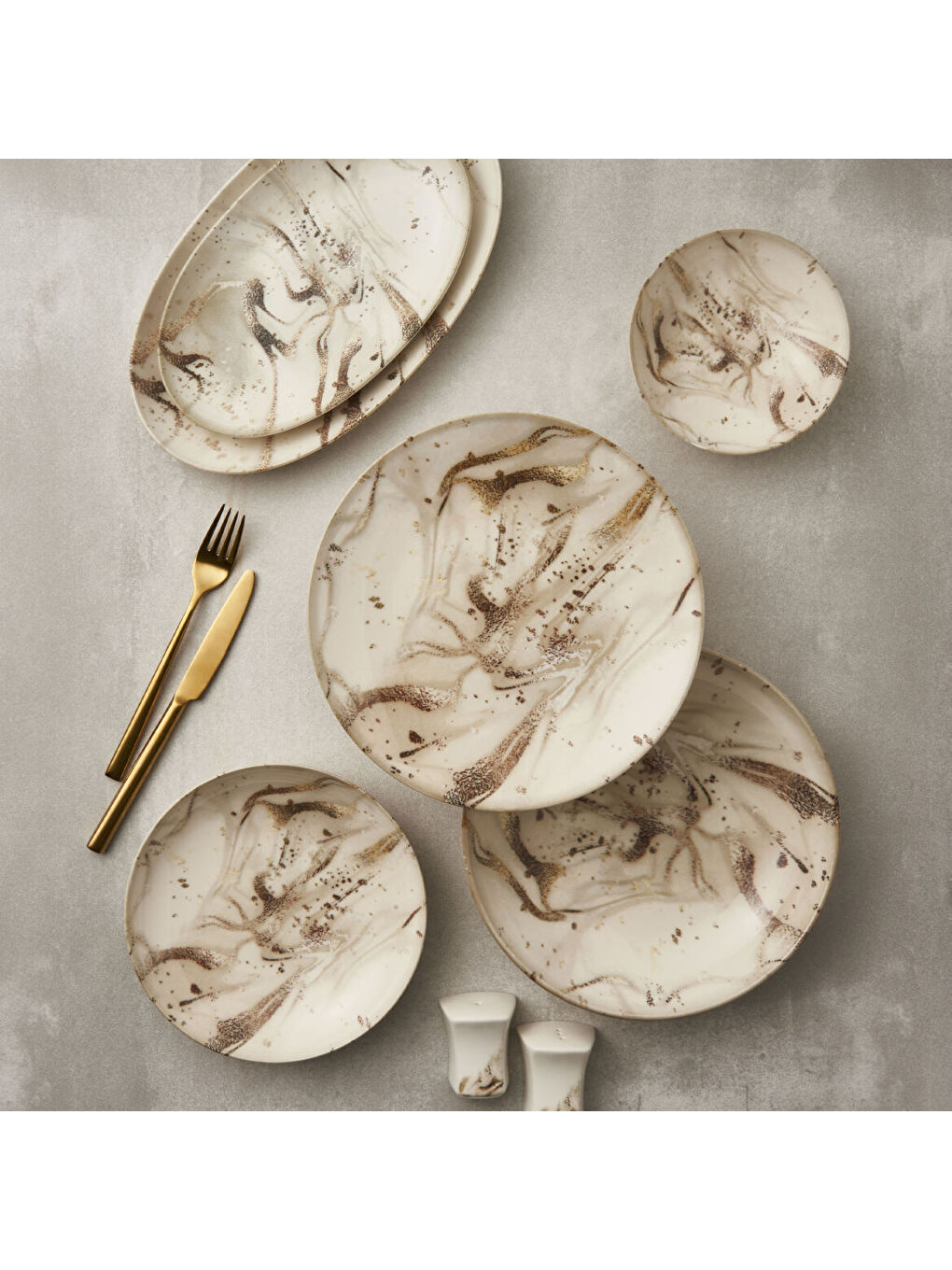 Ekru Camelia 26 Parça 6 Kişilik Yemek Takımı 28192-1