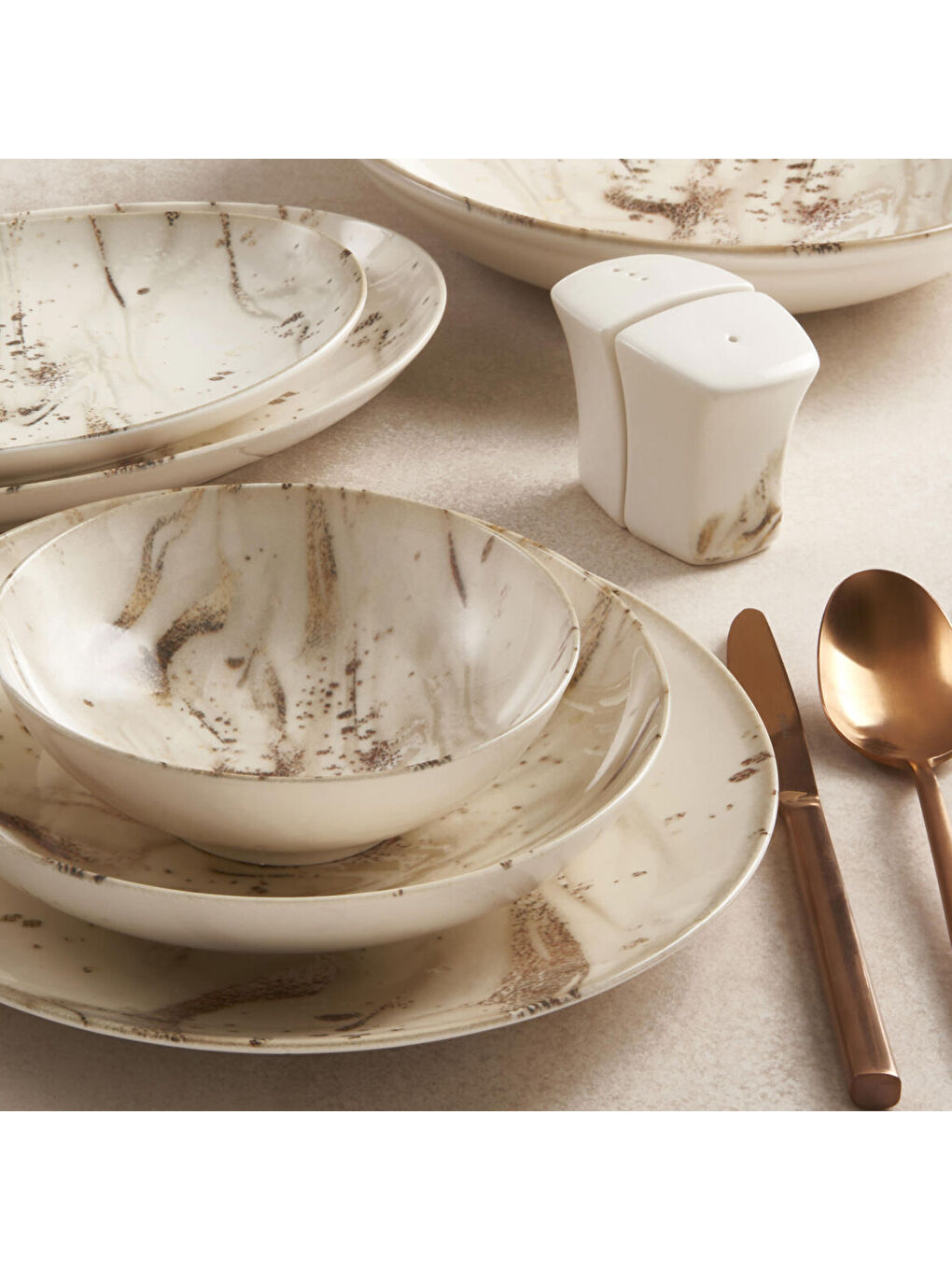 Ekru Camelia 26 Parça 6 Kişilik Yemek Takımı 28192-2