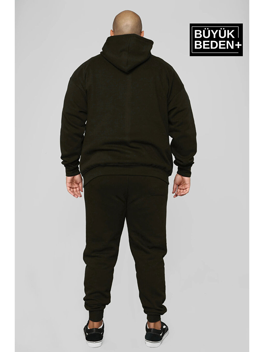 Siyah Orta Brooklyn Baskılı Büyük Beden İnce Kapüşonlu Hoodie SPR25BSW61-2