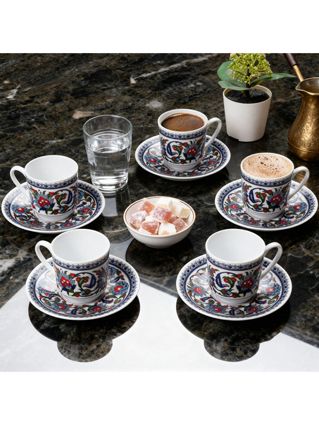 Ekru Gözde Double 6 Kişilik Kahve Fincan Takımı 60932