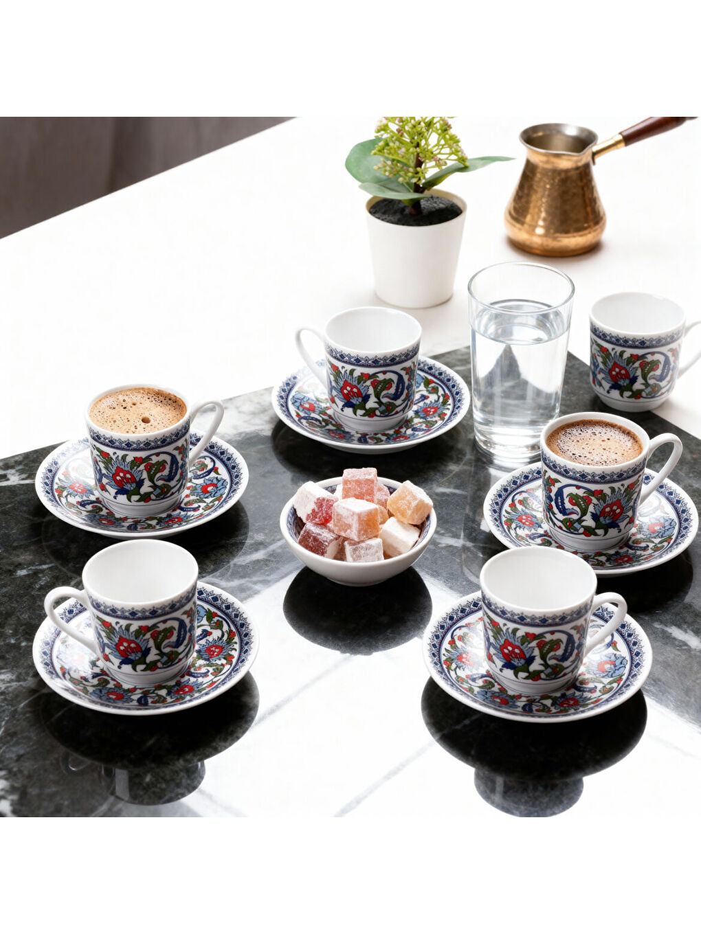 Ekru Gözde Double 6 Kişilik Kahve Fincan Takımı 60932-1