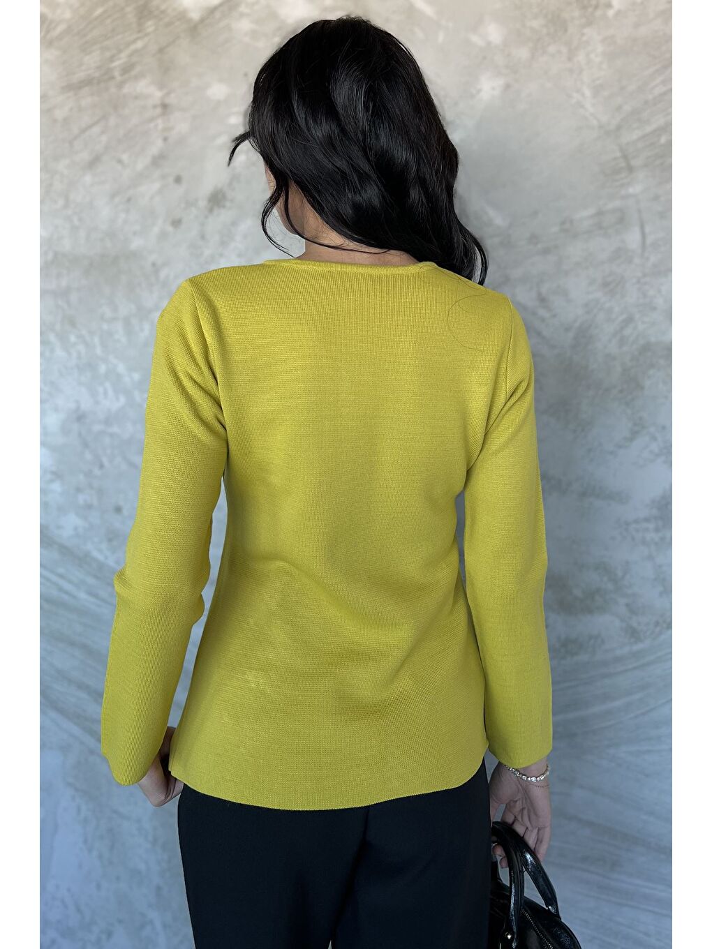 Yeşil Taşlı Triko Hırka-3