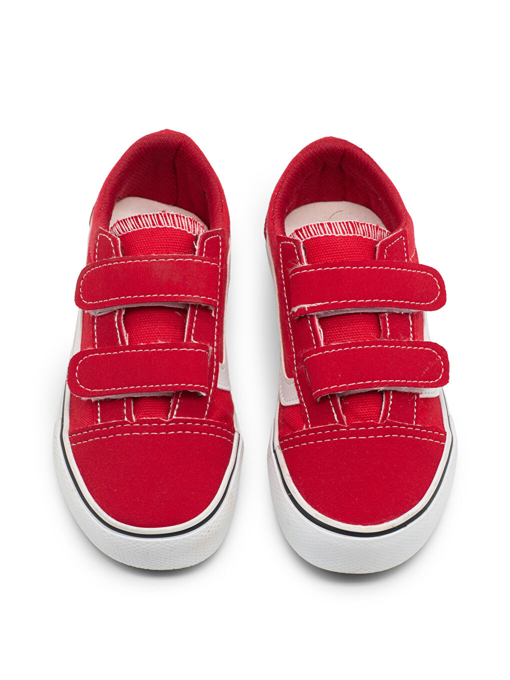 Çocuk Unisex Kırmızı Kauçuk Taban Rahat Kalıp Çift Cırtlı Ayakkabı-1