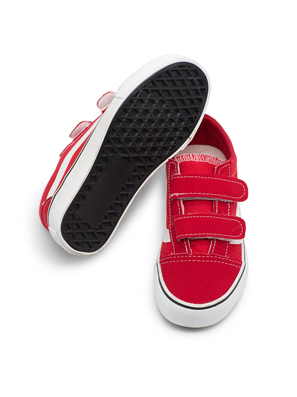 Çocuk Unisex Kırmızı Kauçuk Taban Rahat Kalıp Çift Cırtlı Ayakkabı-2