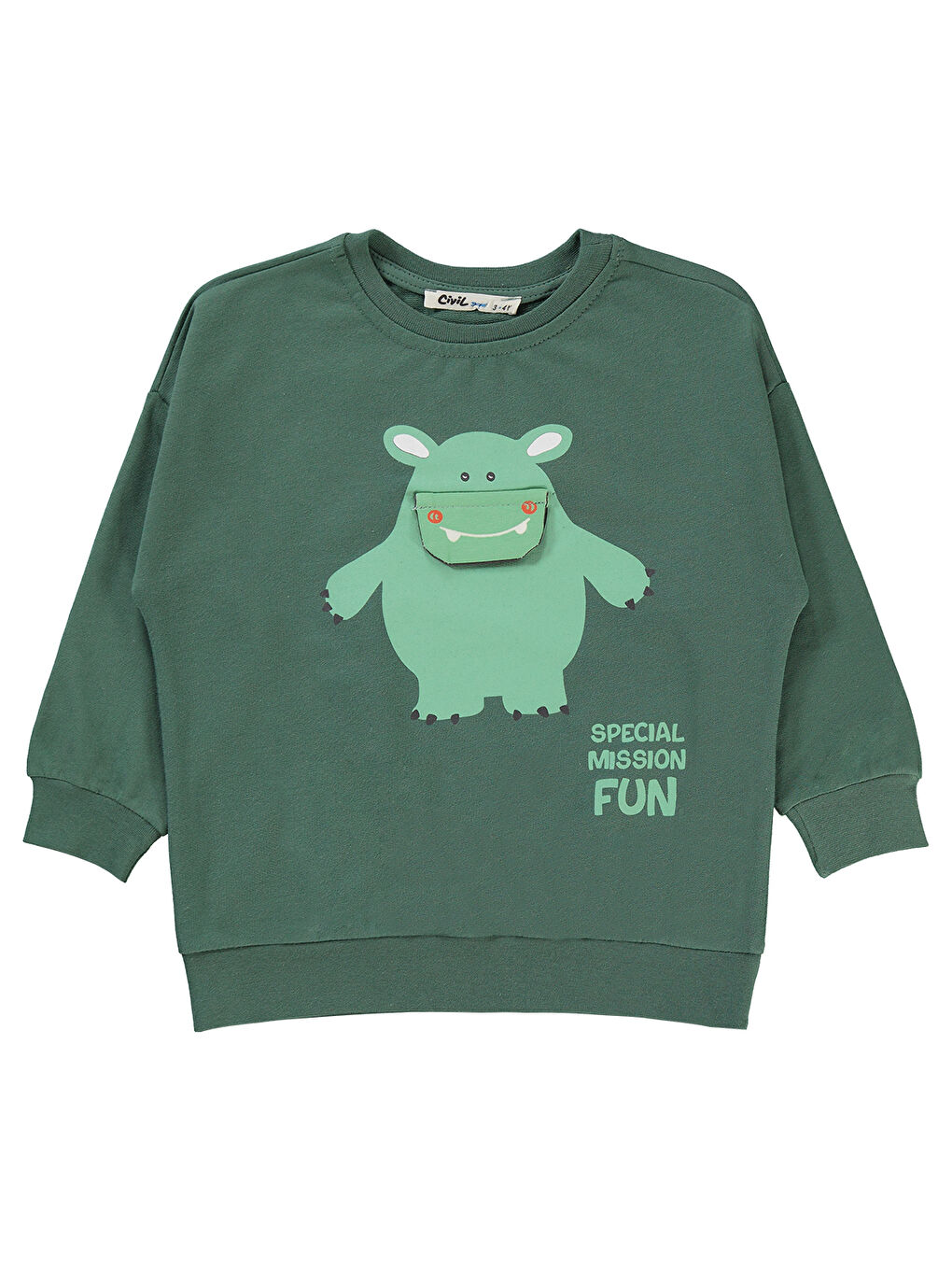 Civil Haki Boys Erkek Çocuk Sweatshirt 2-5 Yaş Soft Haki