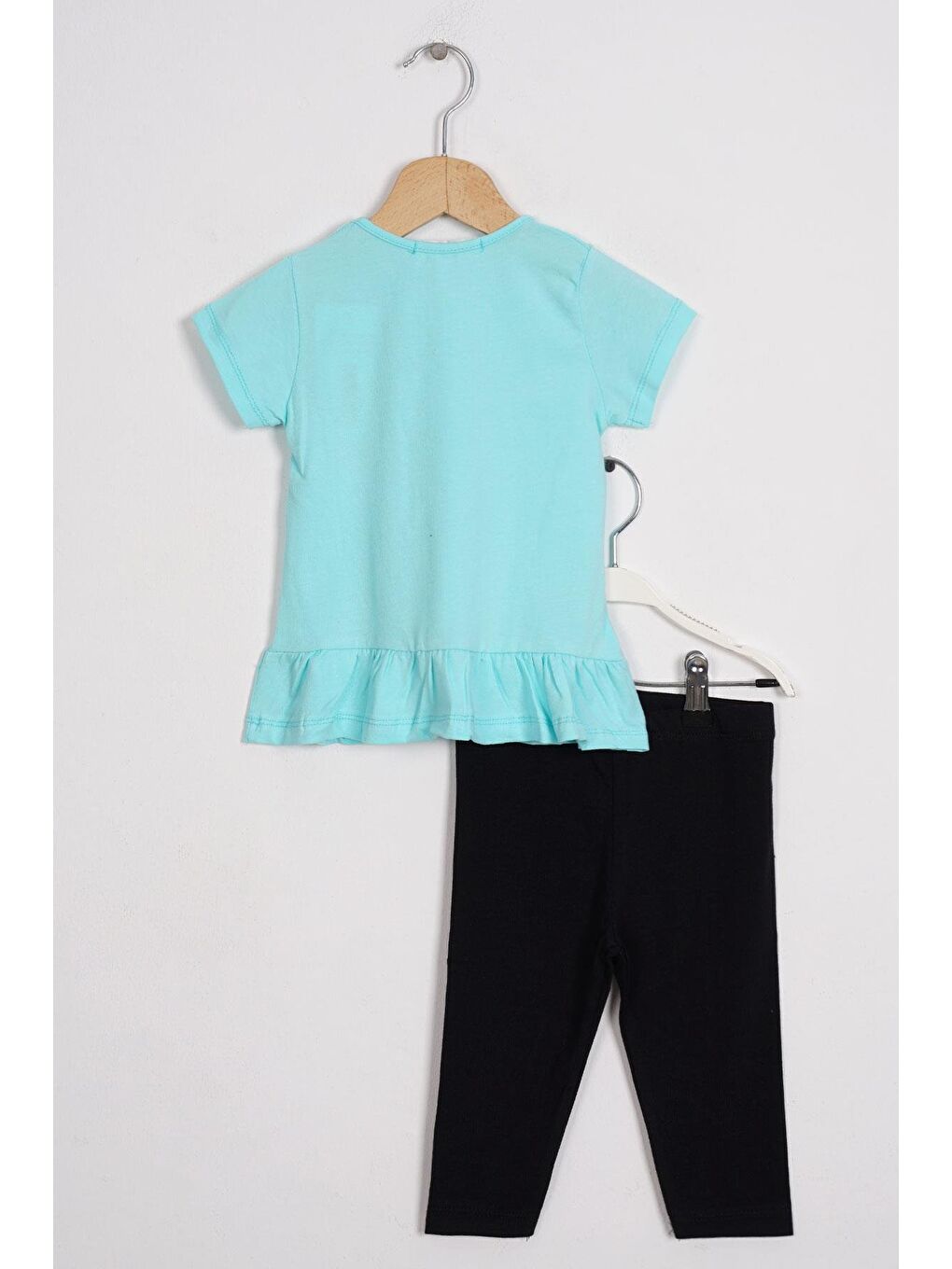 Yeşil Bisiklet Yaka Kısa Kol Sweet Days Baskılı Mint Renk Kız Çocuk Taytlı Takım-1