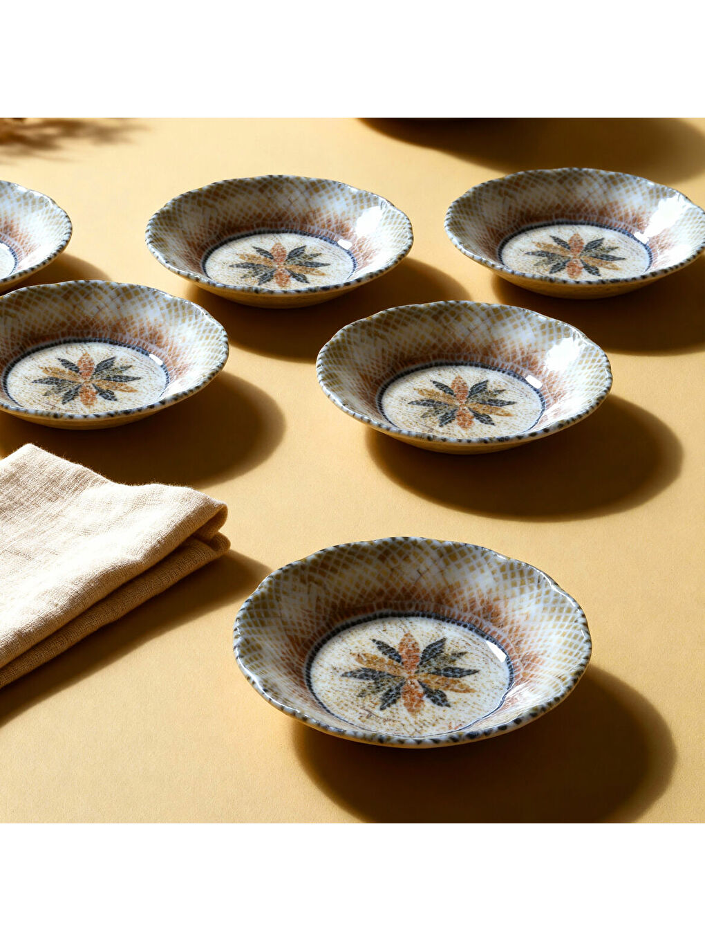 Ekru Acem 12 Parça 10 cm Çay Tabağı 3036-3