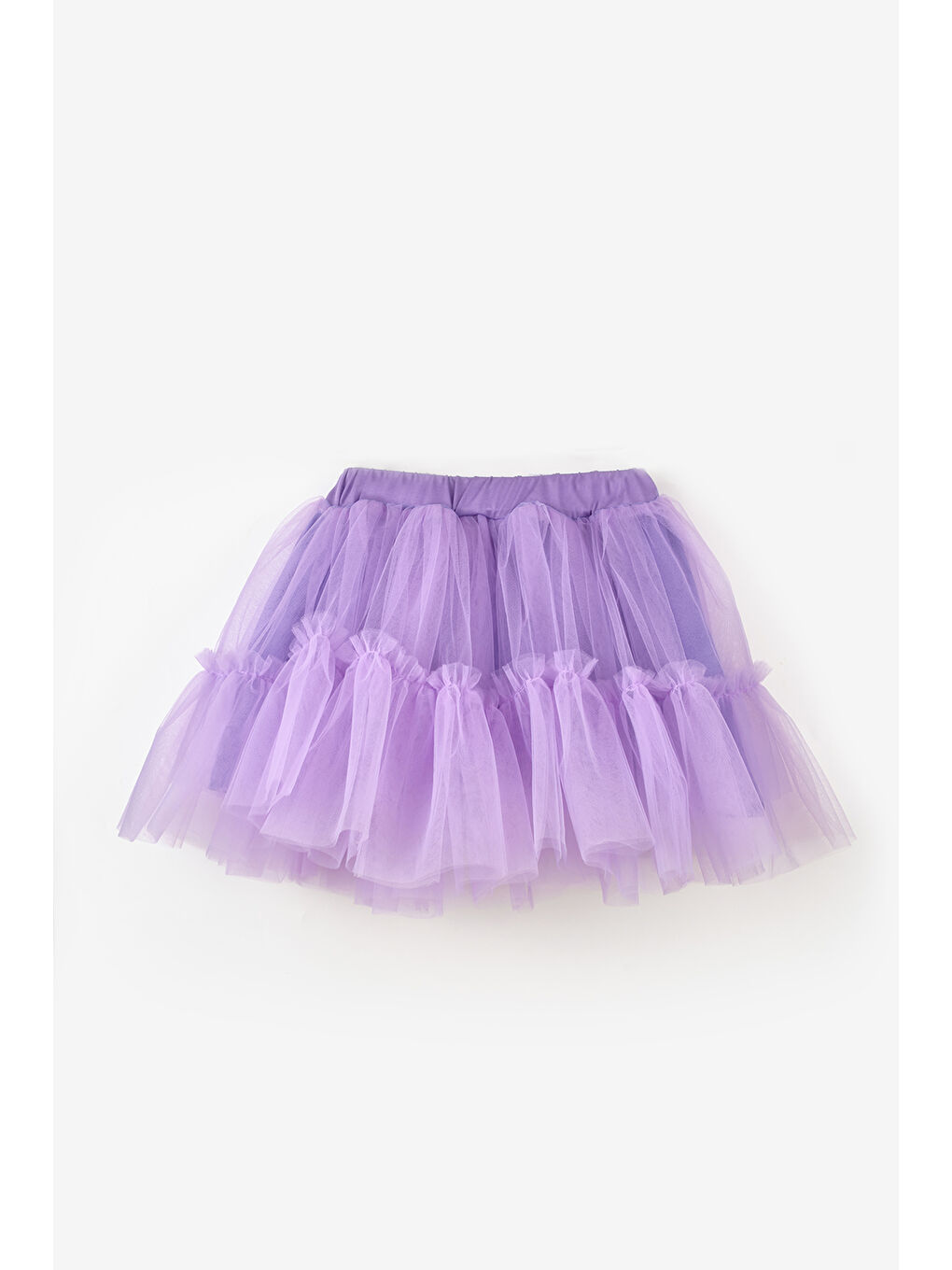 Lila Deniz Kızı Desenli Tül Detaylı Crop Etek Takım - Tammy-5