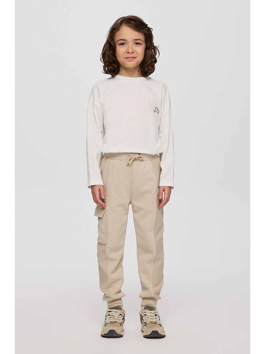 Bej Erkek Çocuk Cepli Taş Eşofman Altı