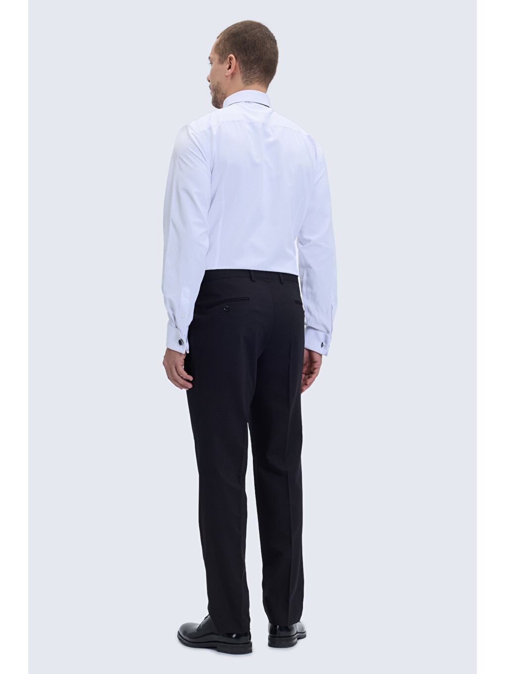 Beyaz Comfort Fit Slim Yaka Damatlık Gömlek-3