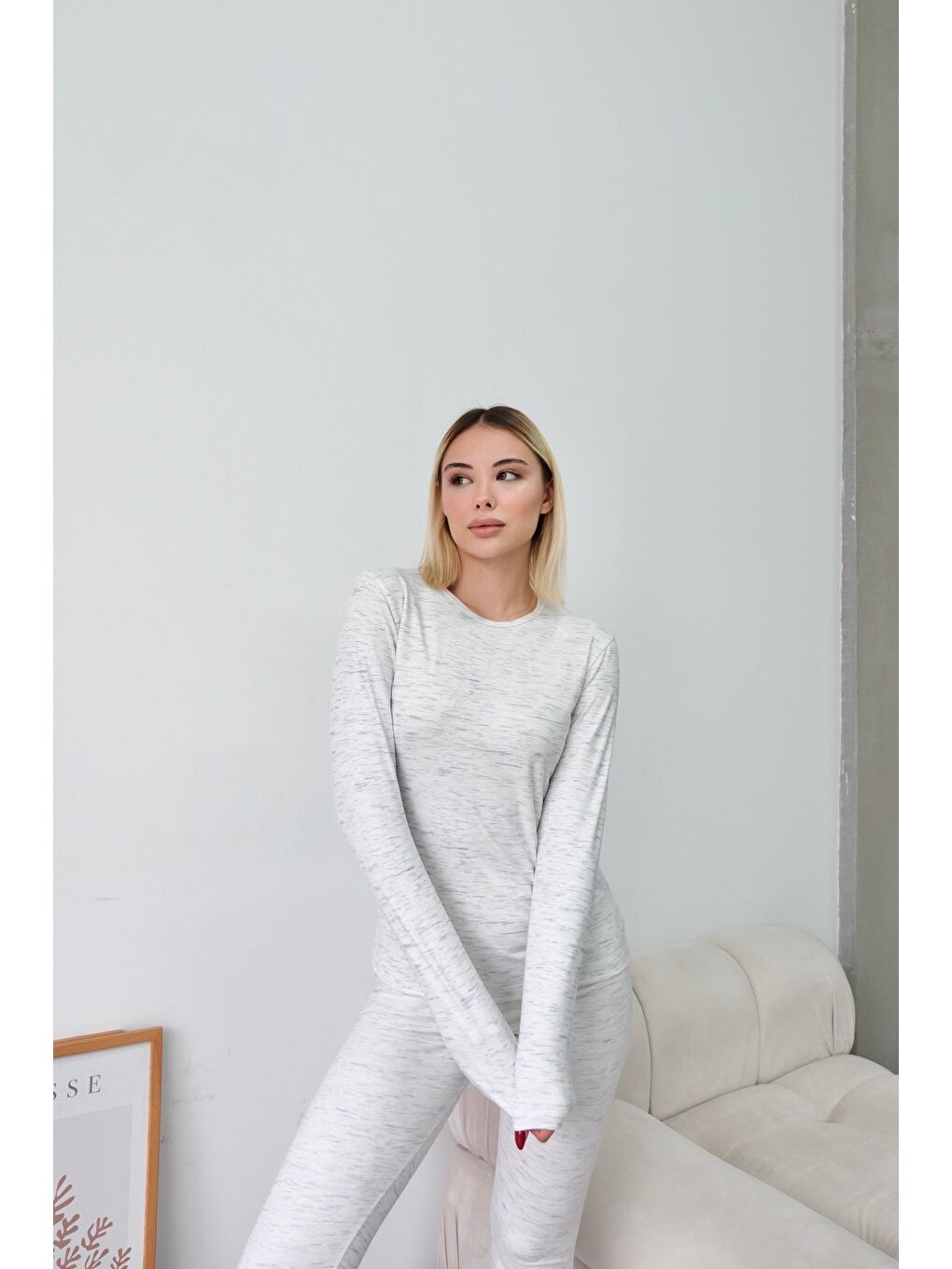 Bisiklet Yaka Soft Uzun Kol Tişört Gri