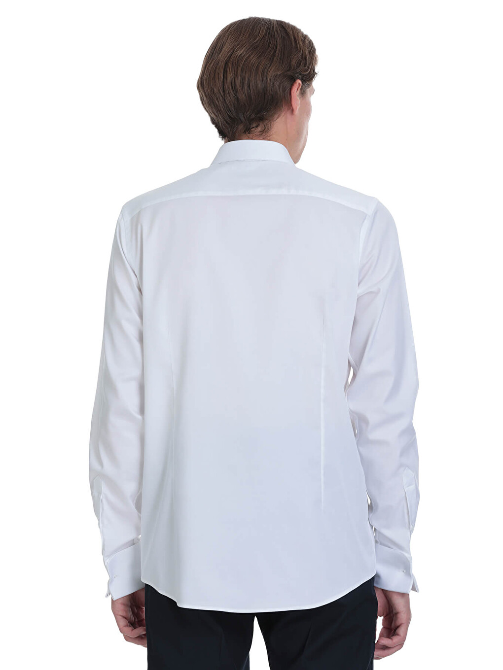 Beyaz Comfort Fit Slim Yaka Damatlık Gömlek-4