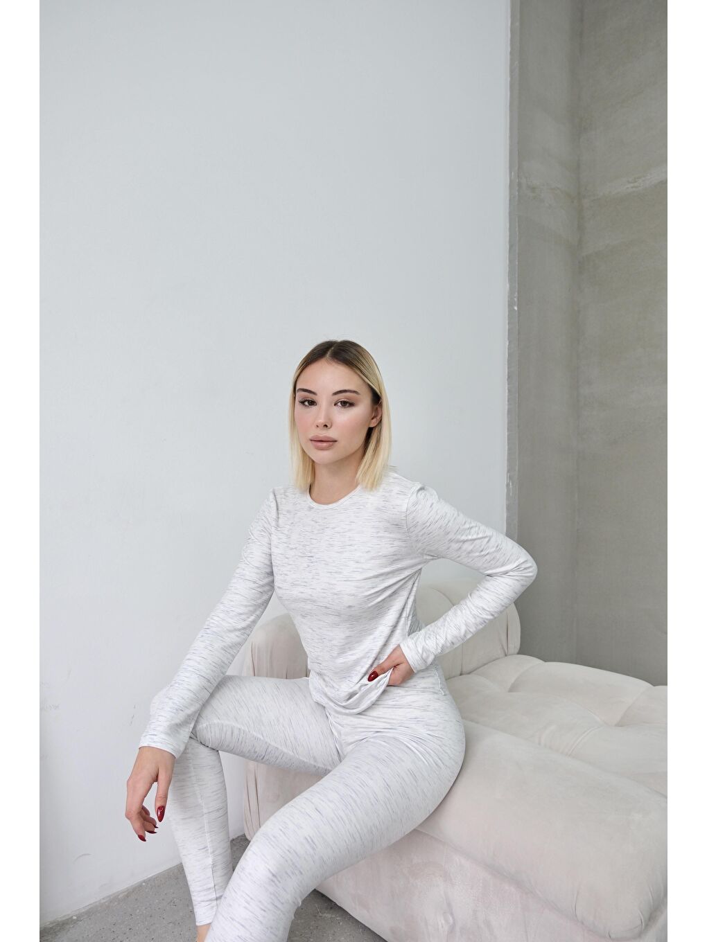 Bisiklet Yaka Soft Uzun Kol Tişört Gri-1