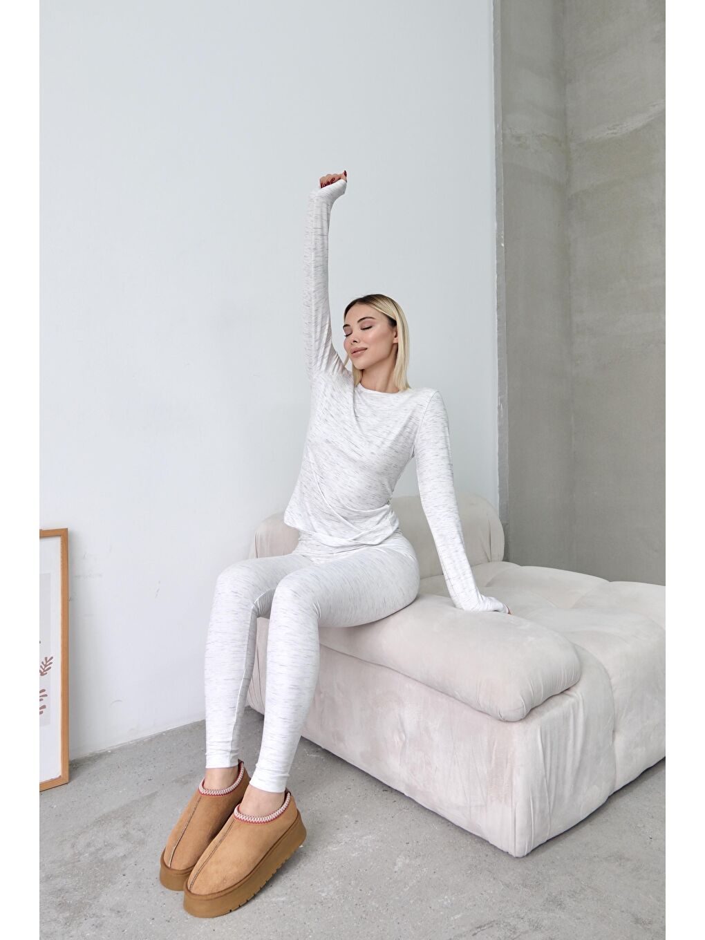 Bisiklet Yaka Soft Uzun Kol Tişört Gri-2