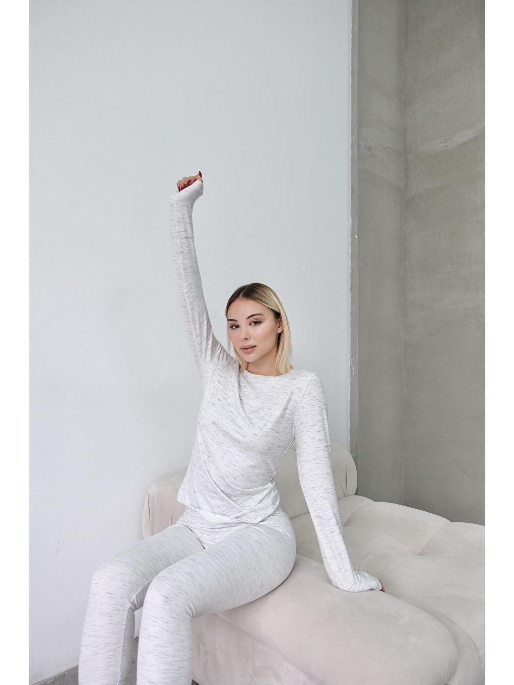 Bisiklet Yaka Soft Uzun Kol Tişört Gri-3