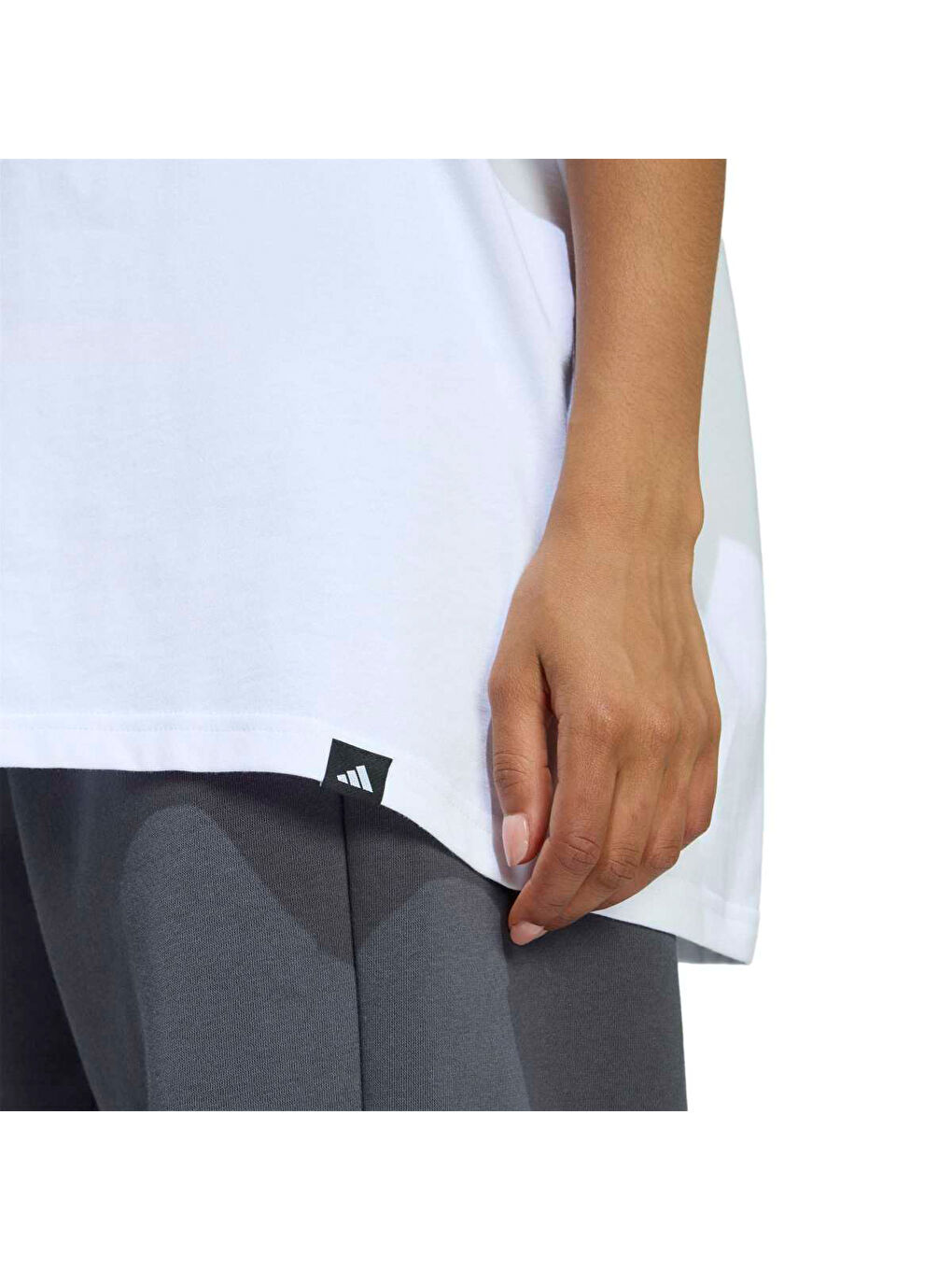 Soft Side Over Size Kadın Beyaz Yuvarlak Yaka Tişört-2