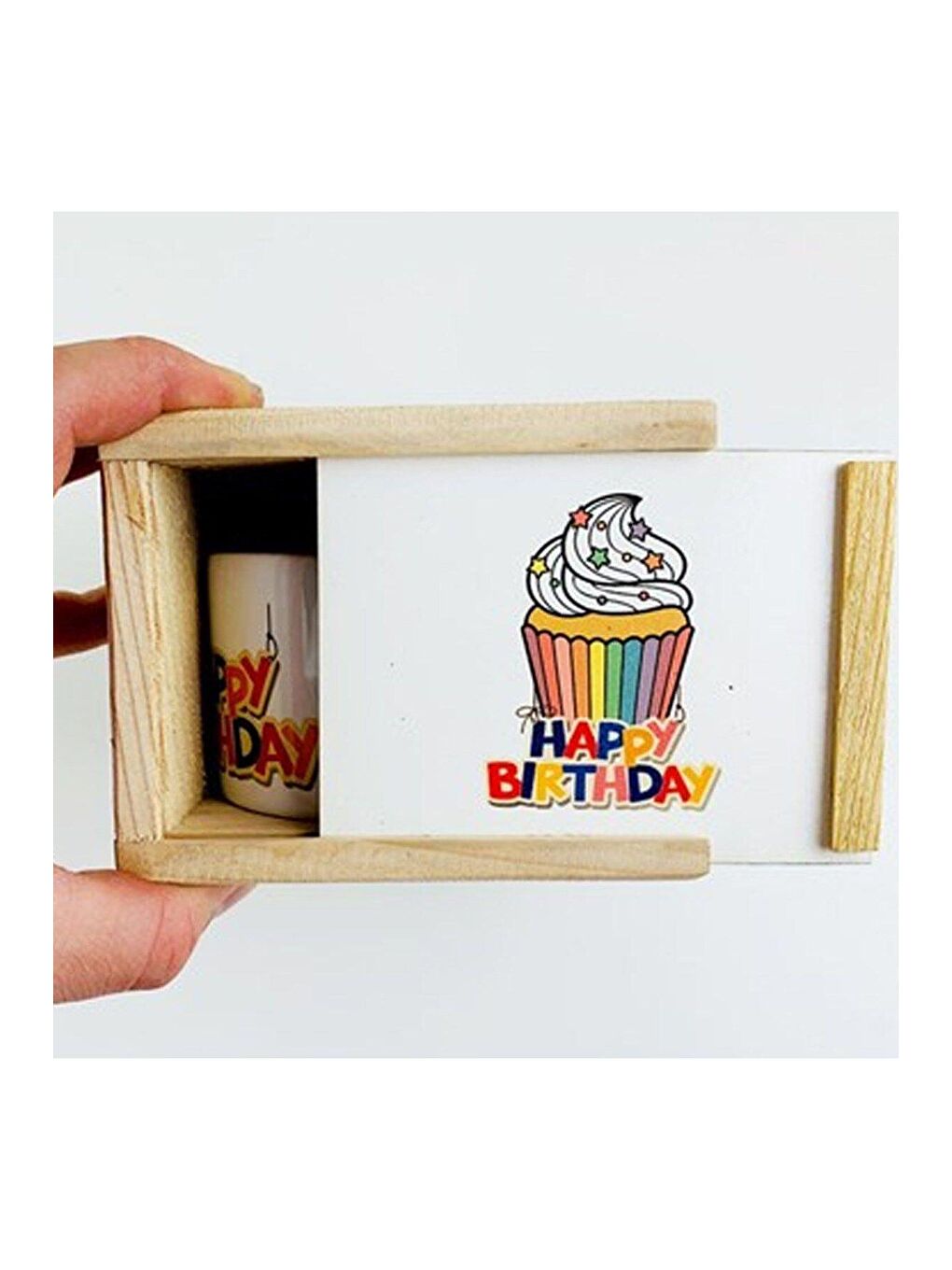 Karışık Ahşap Kutusunda Tasarım Cupcake Kupa Bardak-1