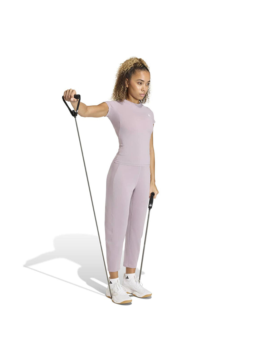 Power Essentials Workout Contour Kadın Pembe Yuvarlak Yaka Tişört-3