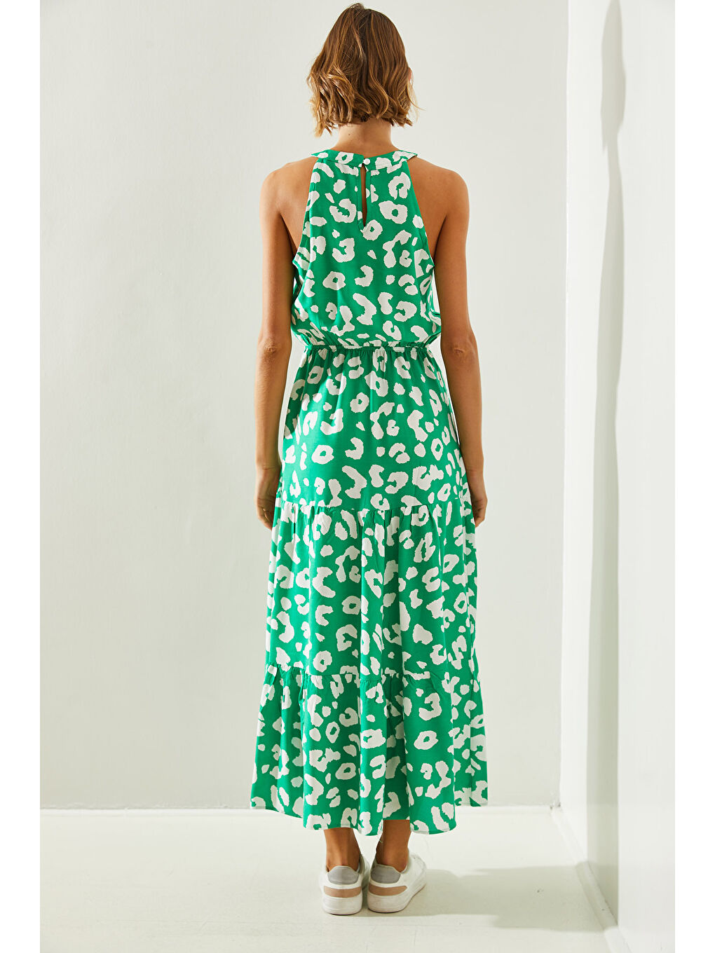 Yeşil Kadın Halter Yaka Elbise-4