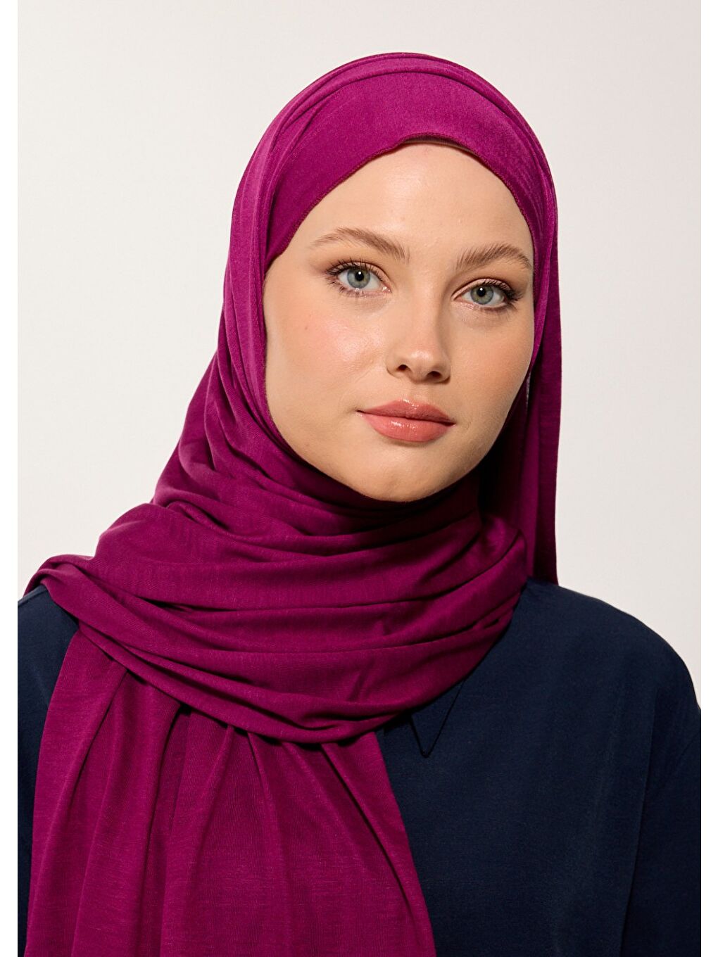 Fuşya Tesettür Şal - Koyuvişne-1