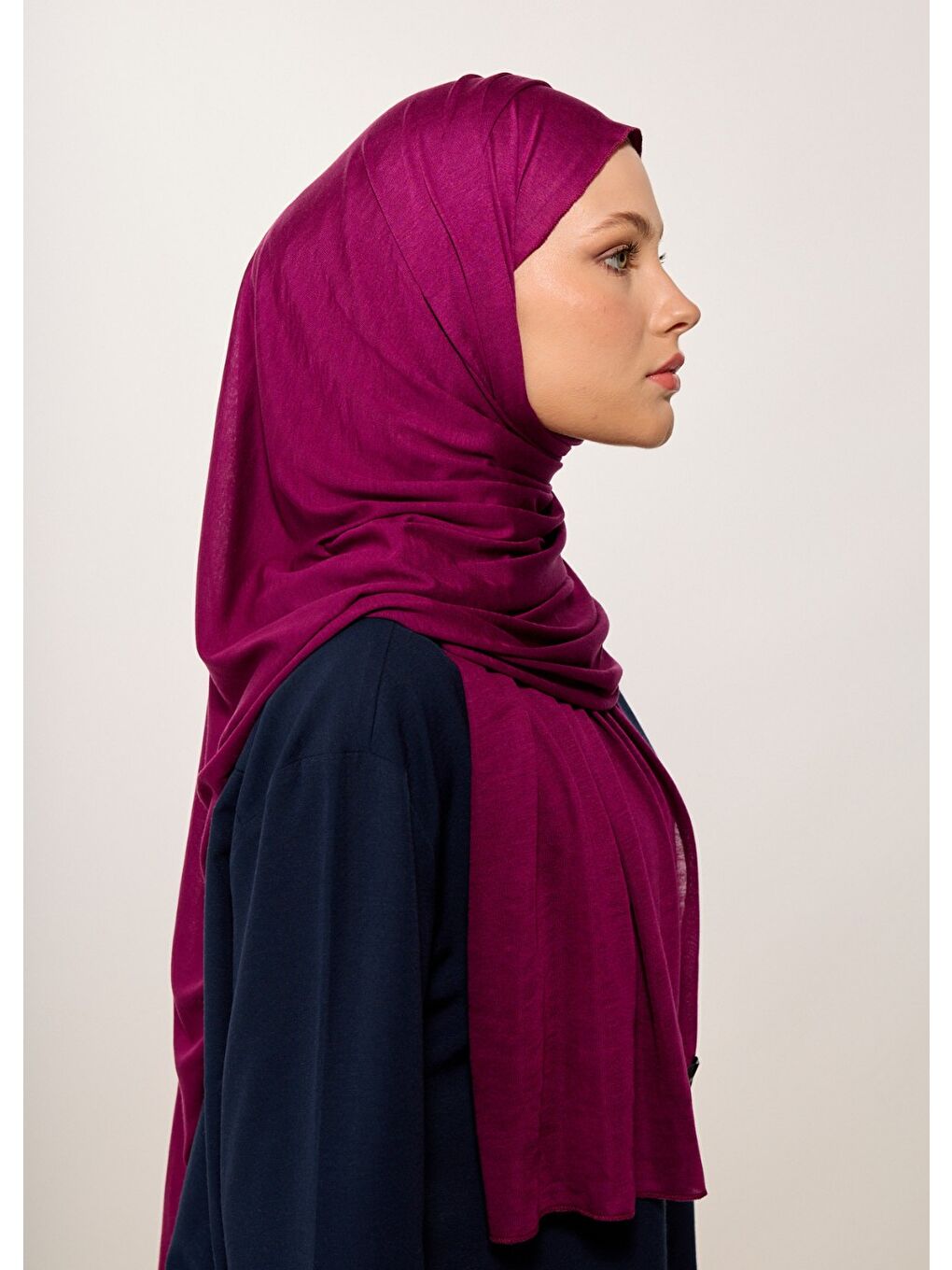 Fuşya Tesettür Şal - Koyuvişne-2
