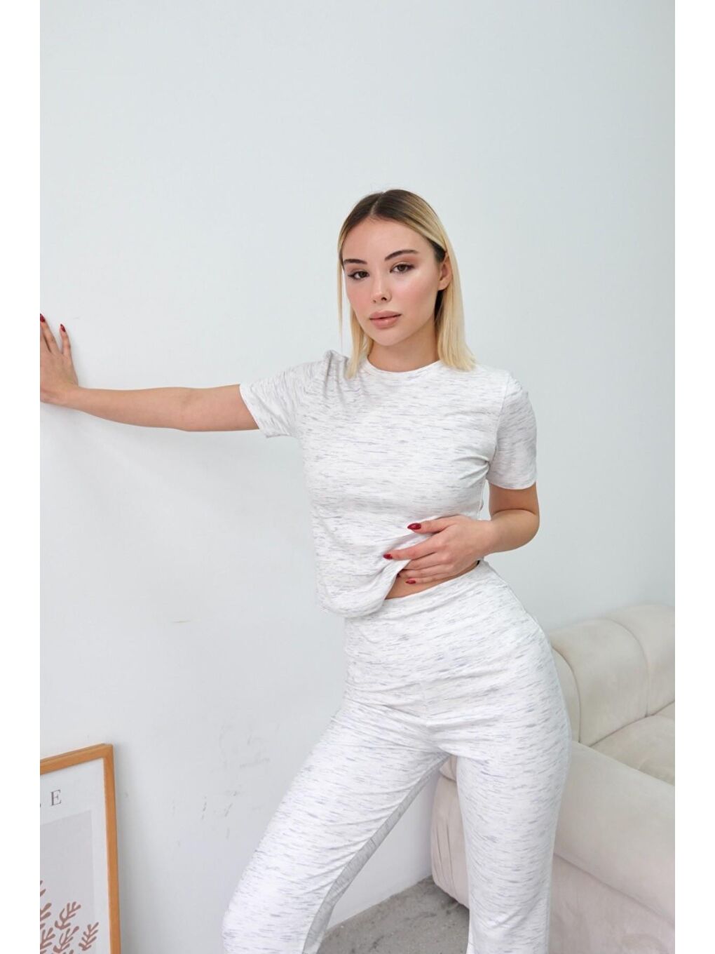 Bisiklet Yaka Soft Kısa Kol Tişört Gri