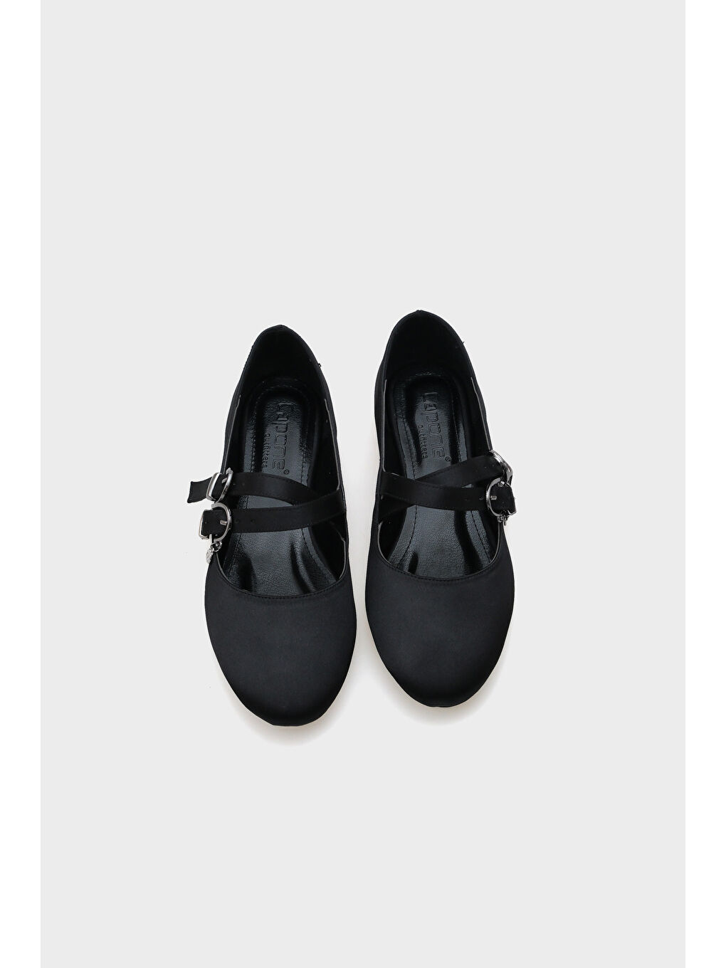 Siyah Azalea Çift Bantlı Tokalı Babet-5