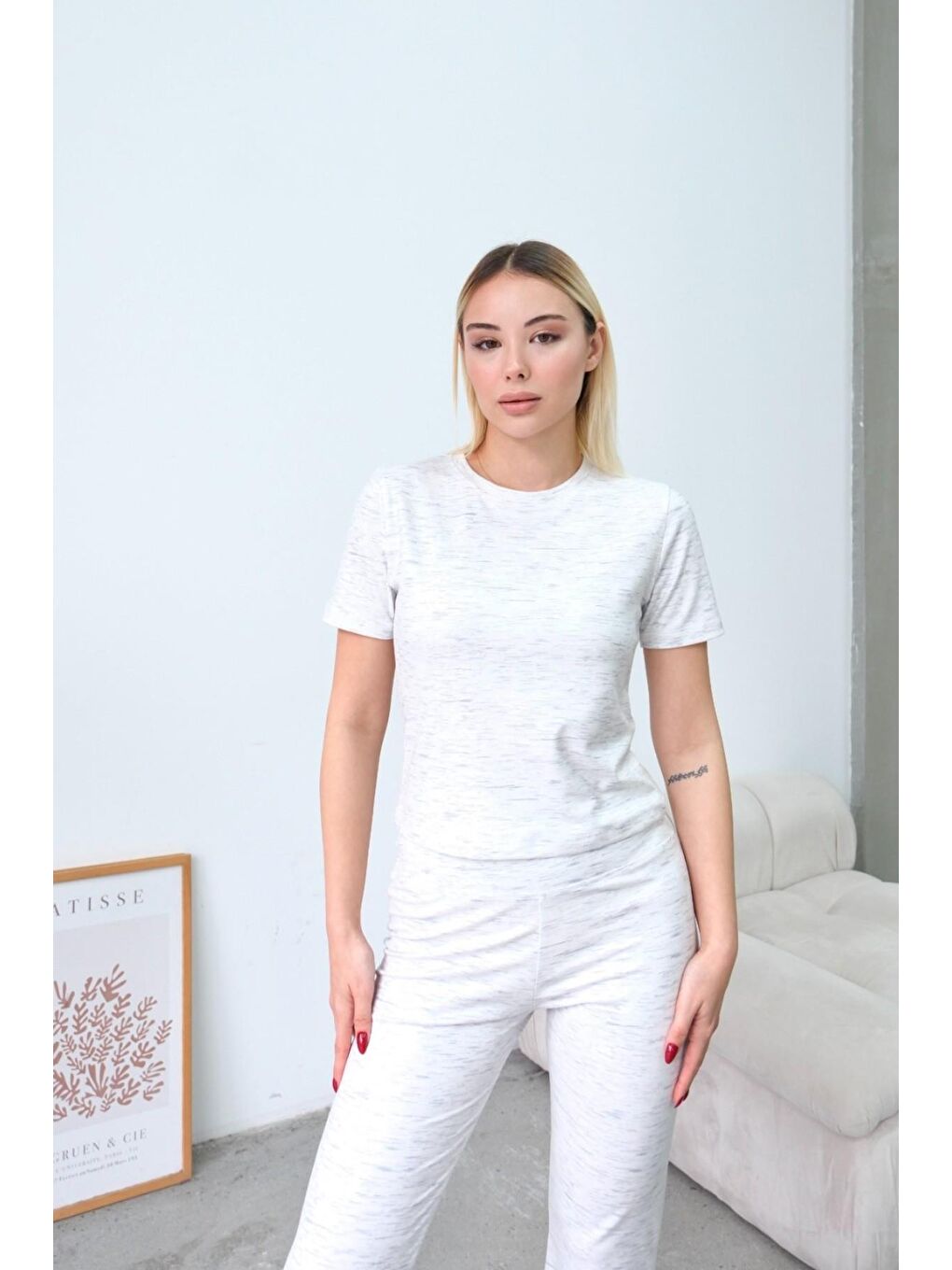 Bisiklet Yaka Soft Kısa Kol Tişört Gri-3