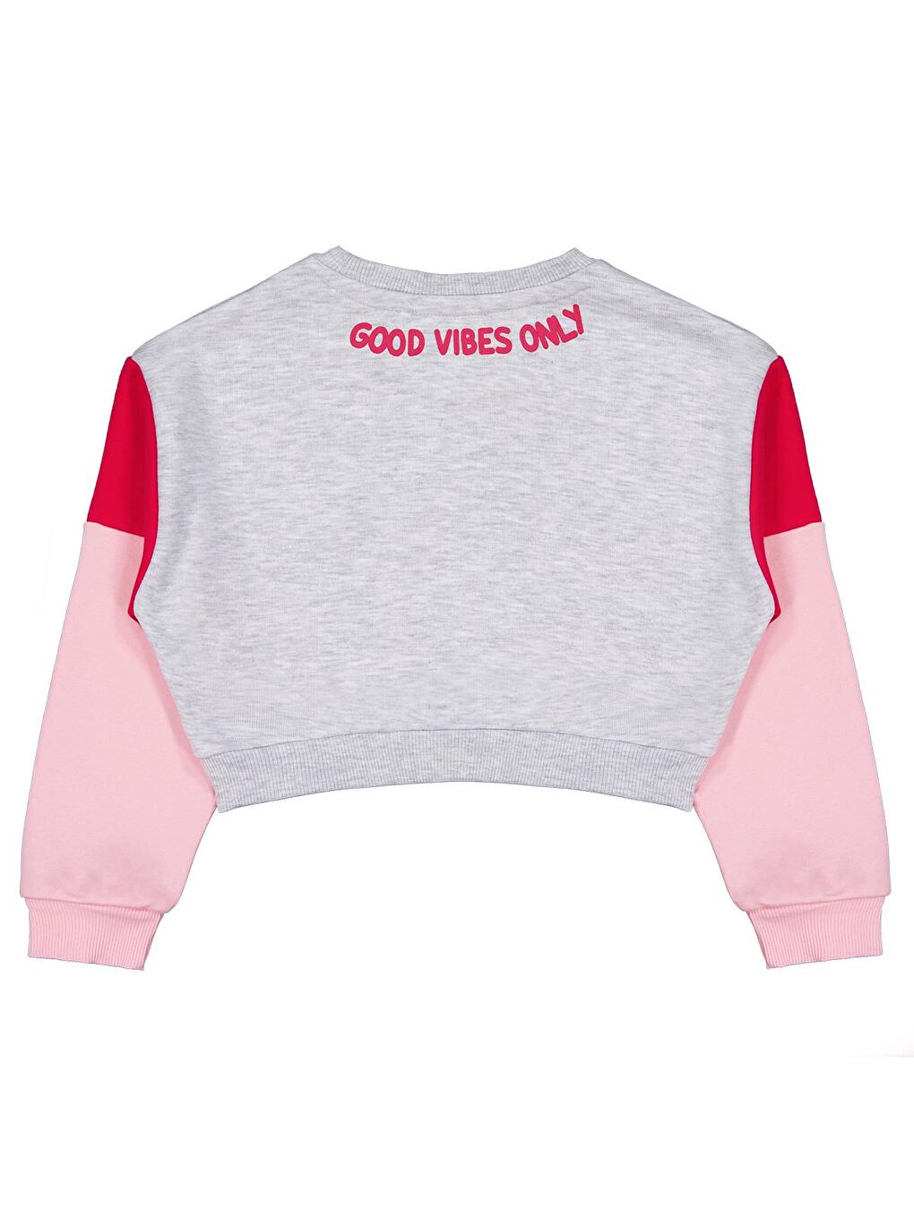 Girls Good Vibes Only Baskılı 6-9 Yaş Sweatshirt - Gri 8-9 Yaş-1