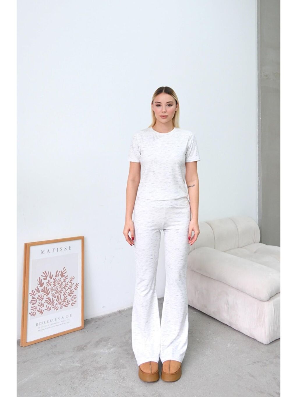 Bisiklet Yaka Soft Kısa Kol Tişört Gri-6