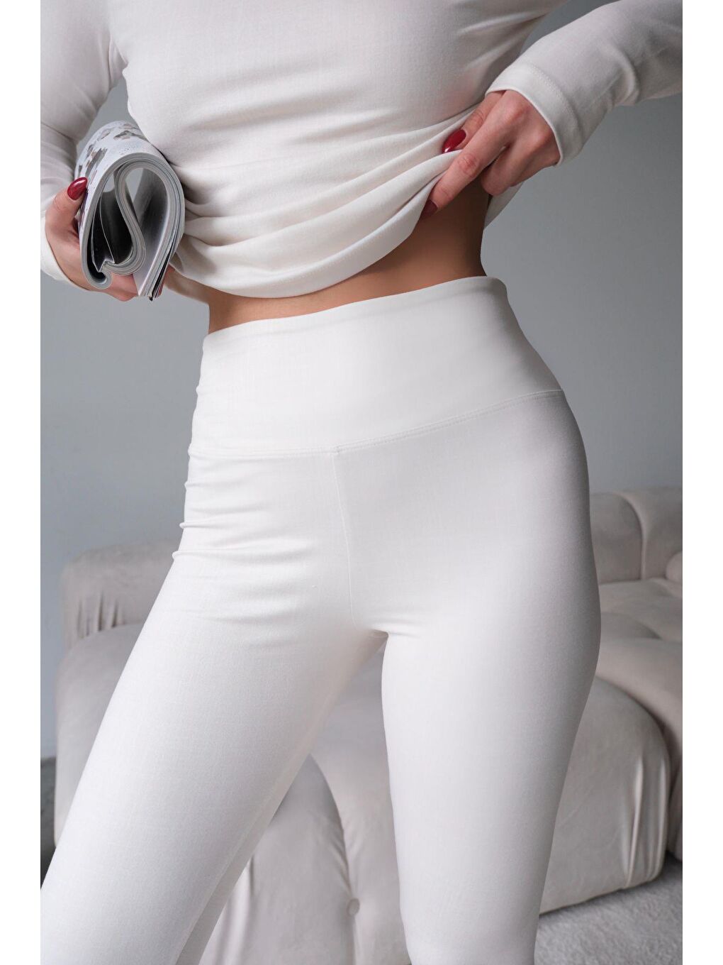 Yüksek Bel Soft Pantolon Bej-1