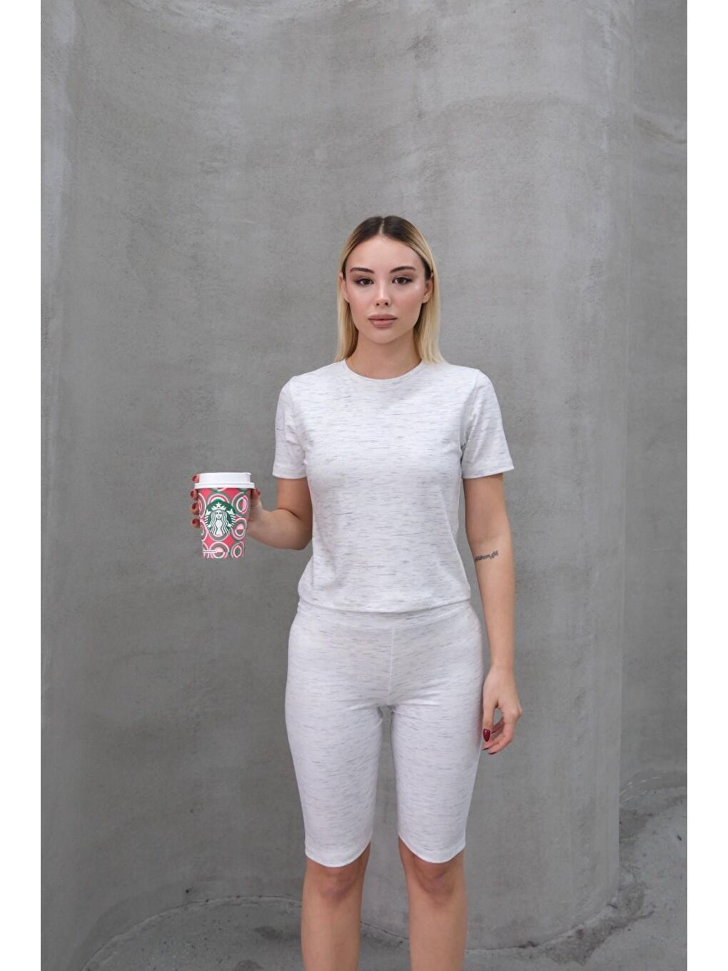 Bisiklet Yaka Soft Kısa Kol Tişört Gri-9