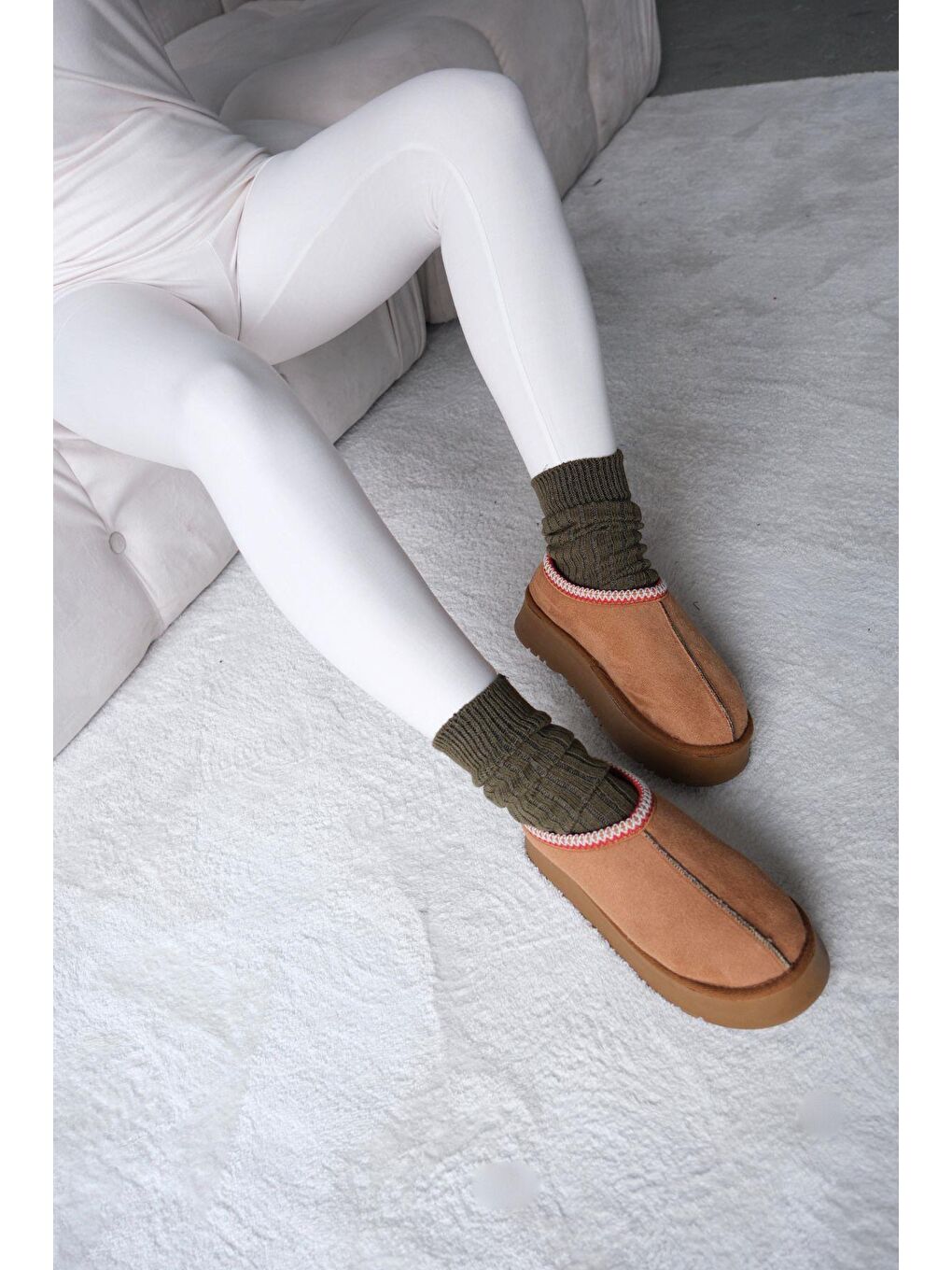 Yüksek Bel Soft Pantolon Bej-6