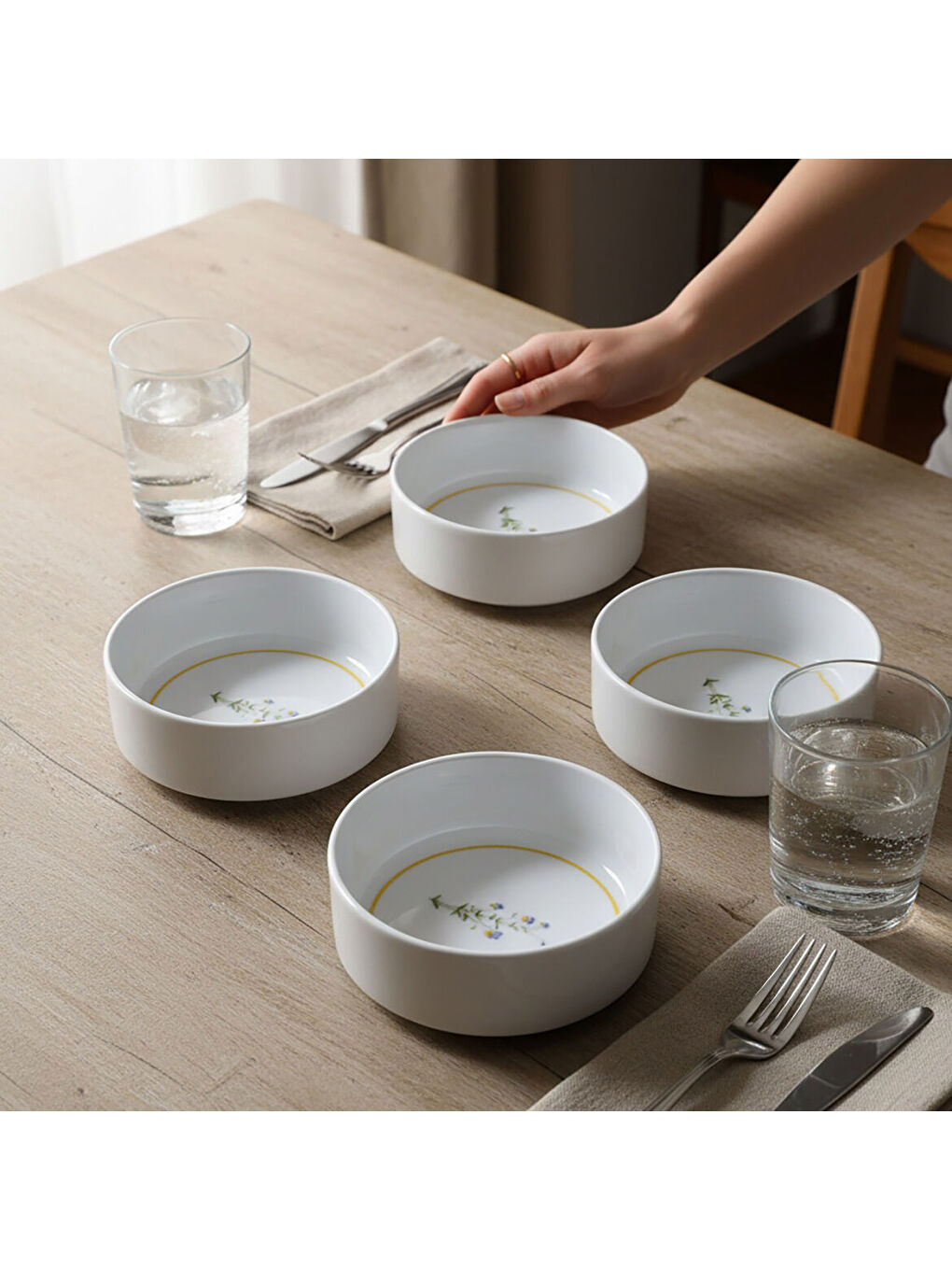 Ekru Paris Flower 4 Parça 12 cm Kase 29551-4