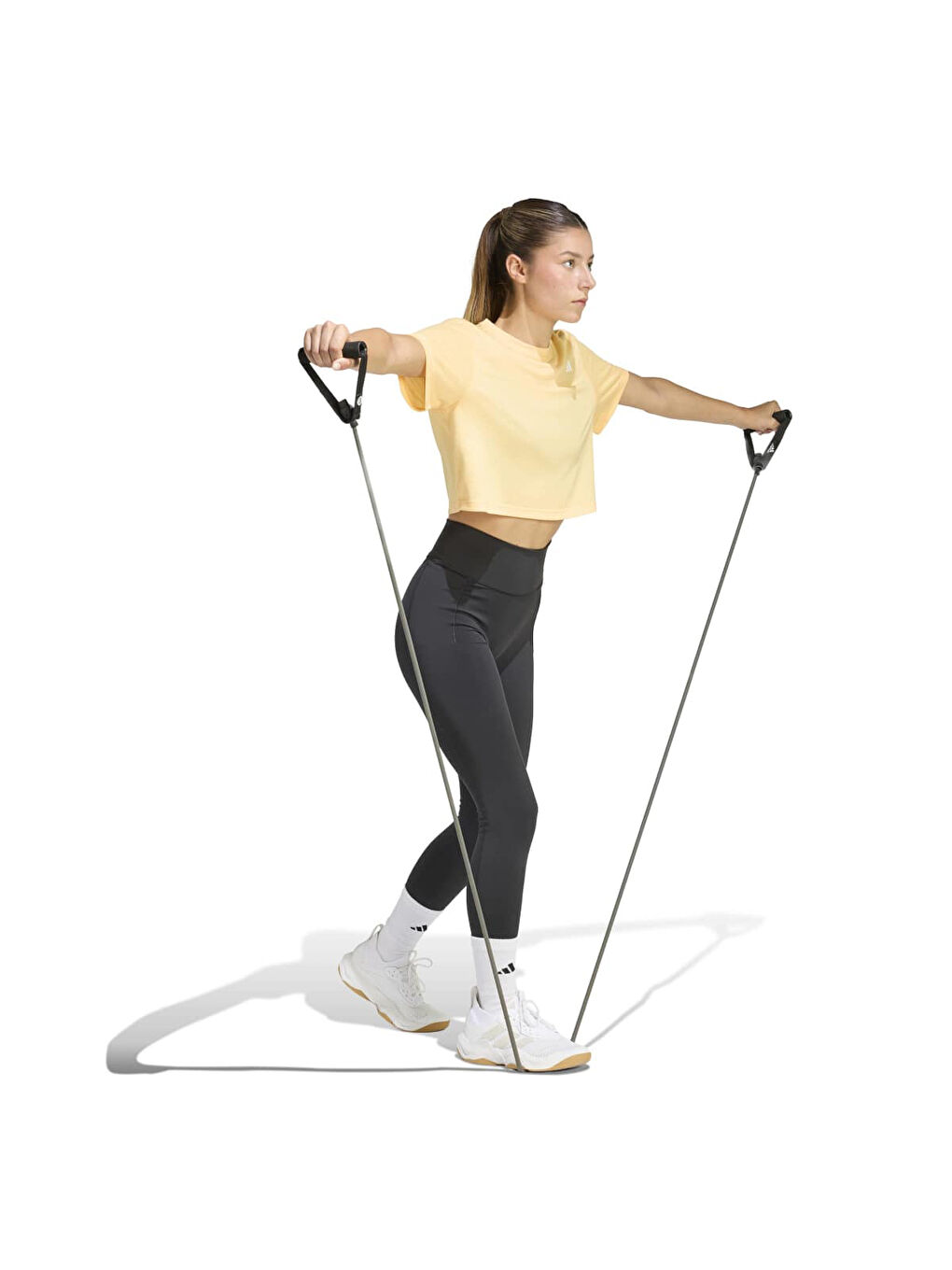 Train Essentials Boxy Workout Kadın Sarı Yuvarlak Yaka Tişört-3