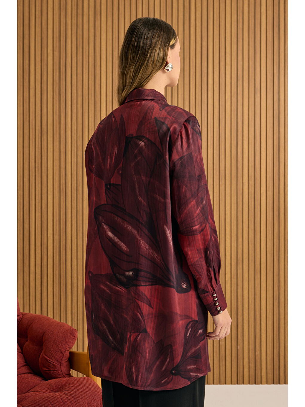 Bordo Desenli Tunik-4