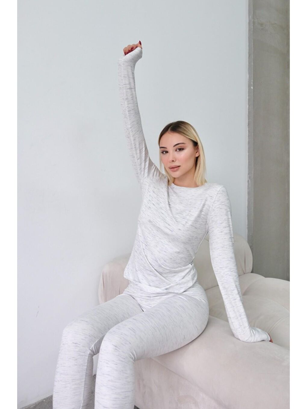 Yüksek Bel Soft Pantolon Gri-3