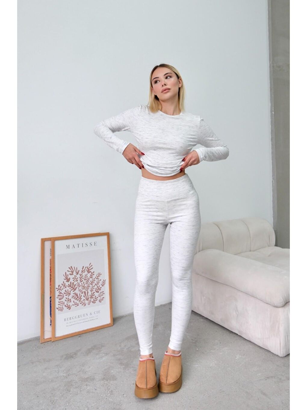 Yüksek Bel Soft Pantolon Gri-4