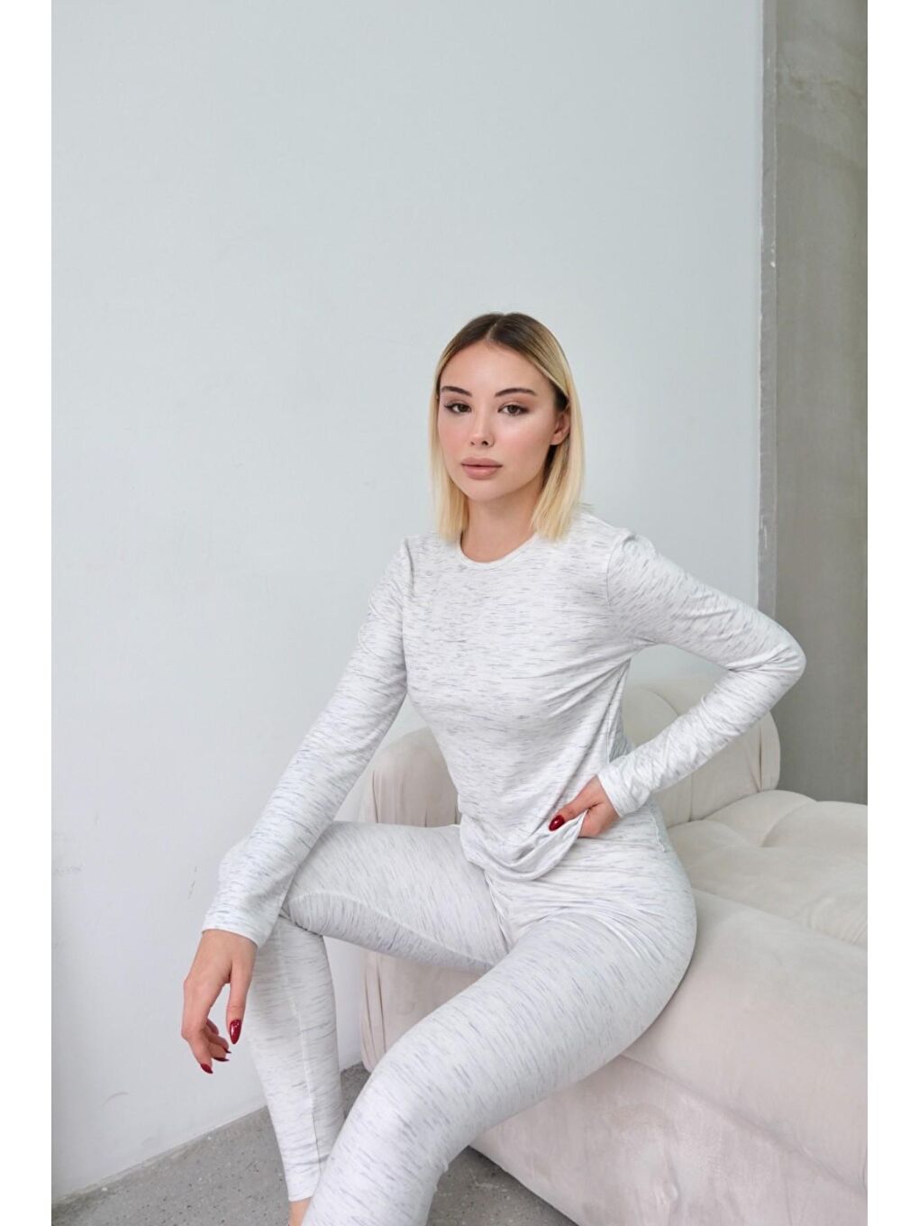 Yüksek Bel Soft Pantolon Gri-5