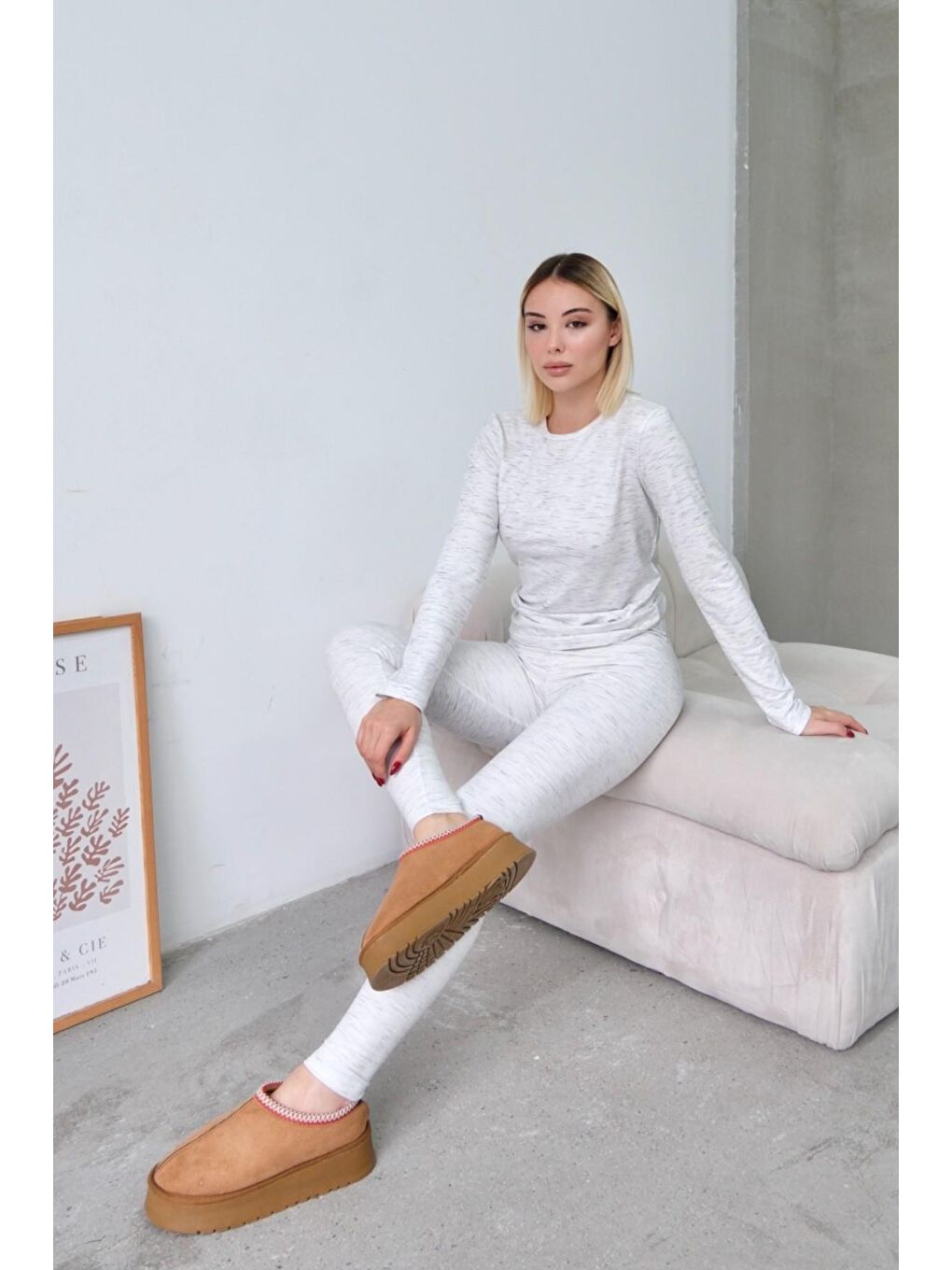 Yüksek Bel Soft Pantolon Gri-6