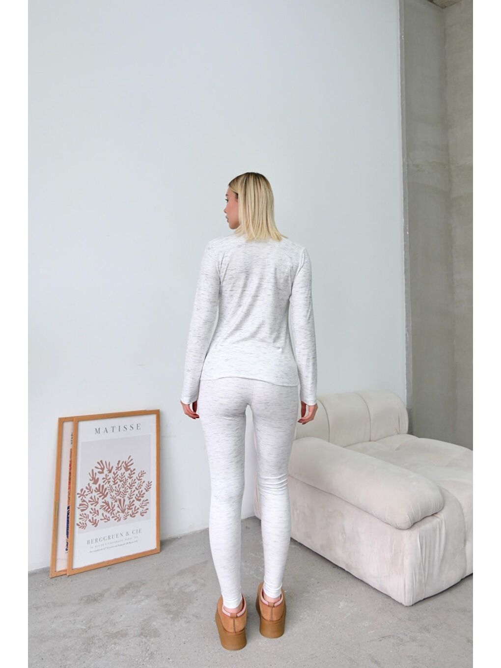 Yüksek Bel Soft Pantolon Gri-8