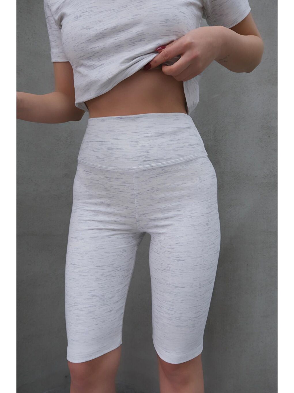 Yüksek Bel Soft Şort Gri-2