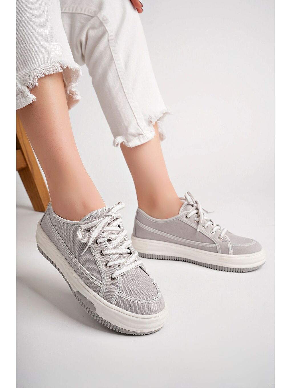 Gri Kadın Sneaker Günlük Ayakkabı