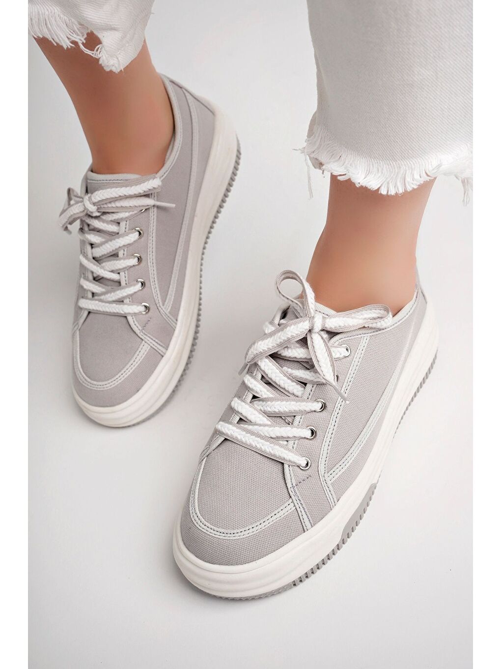 Gri Kadın Sneaker Günlük Ayakkabı-1